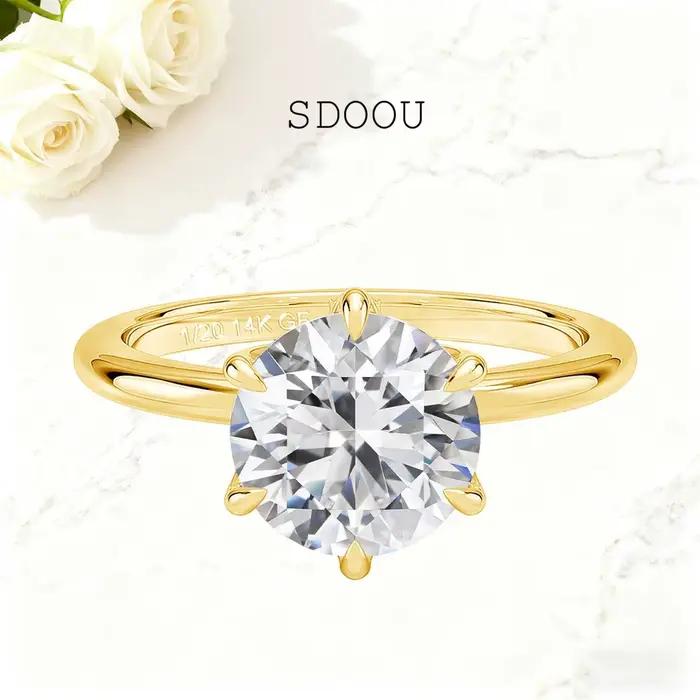 SDOOU – bague Solitaire en Moissanite à Six griffes