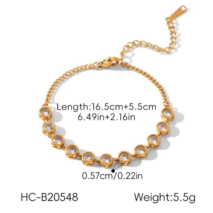 Bracelet tennis Ars Dainty plaqué or 18 carats, bracelet en acier inoxydable, bracelet multi-zircon,