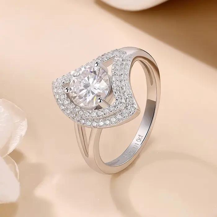 M-JAJA 1ct Halo Moissanite jupe bague de mariage 925 en argent Sterling diamant bague de fiançailles pour les femmes fête bijoux fins cadeau