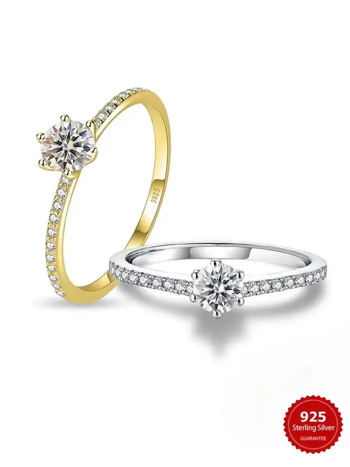Bague en argent sterling 925 sertie de zirconium pour femmes engagement mariage alliance de mariage elegant zirconium brillant