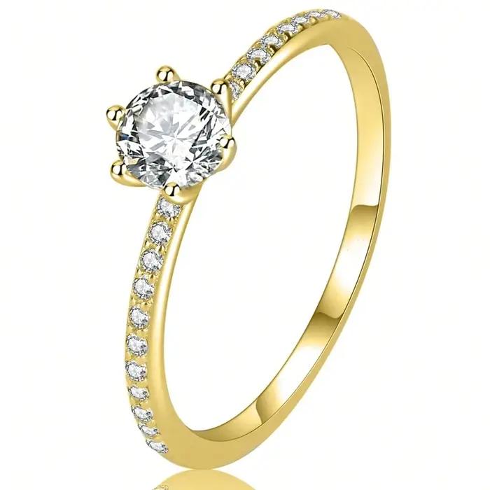 Bague en argent sterling 925 sertie de zirconium pour femmes engagement mariage alliance de mariage elegant zirconium brillant