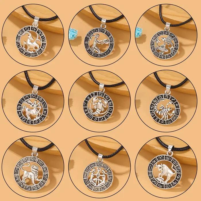 Collier pendentif signe du zodiaque pour hommes et femmes