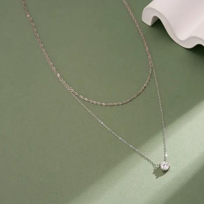 KISS MANDY – collier à chaîne superposée délicate en argent Sterling 925