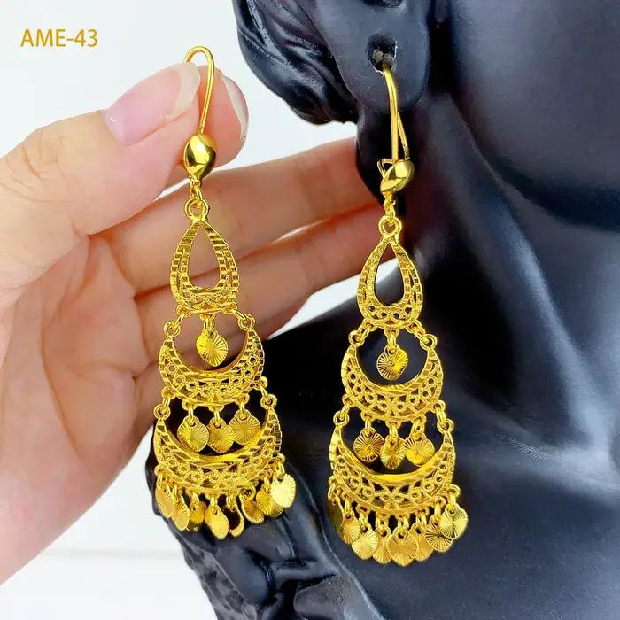 ANIID Dubai dame Design gland boucles d'oreilles bijoux pour femmes éthiopien africain couleur or