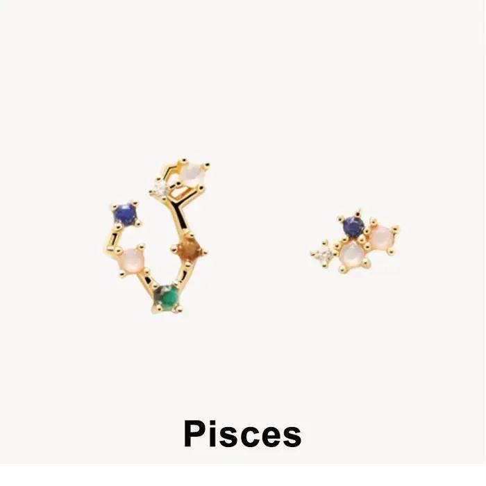 Boucles d'oreilles série douze Constellations en argent Sterling 925, boucles d'oreilles de luxe en