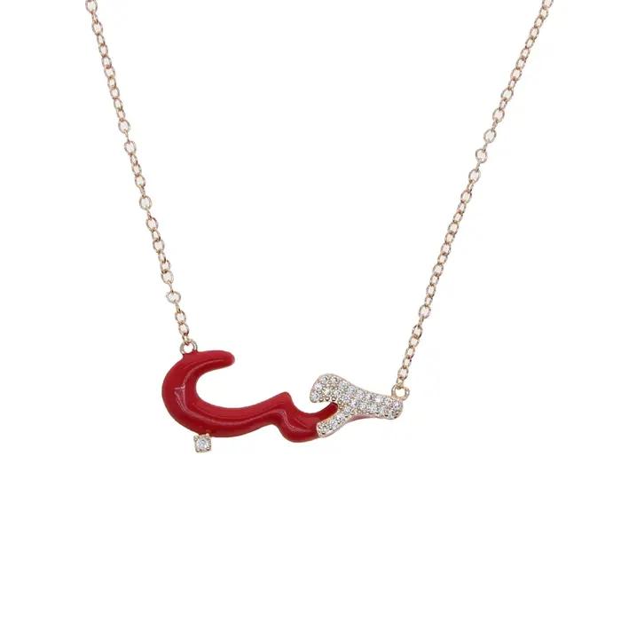 Collier avec lettres d'amour en émail néon arc-en-ciel coloré