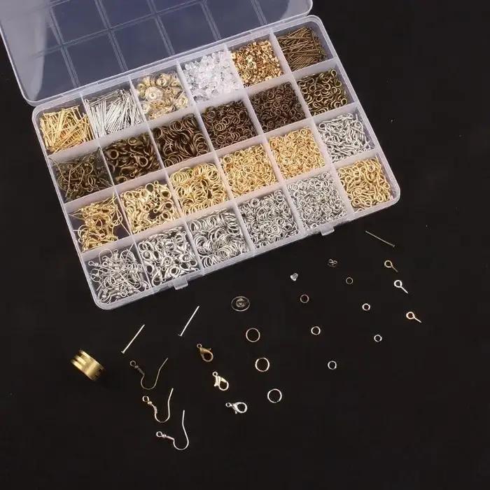 Connecteurs de bijoux en alliage pour fabrication DIY 3000 pièces anneaux de saut fermoirs crochets anneaux ouverts dos de boucles d'oreilles pinces arrière occassions spéciales à offrir