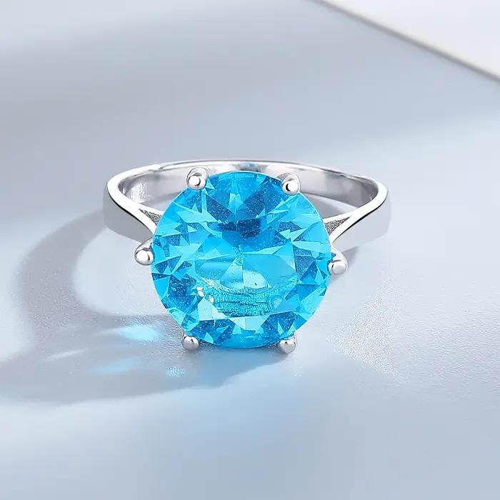 Bijoux pour femmes S925 bagues en argent saphir bleu Zircon bague de mariage ovale