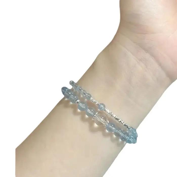 Bracelet aigue-marine en cristal d'argent cassé