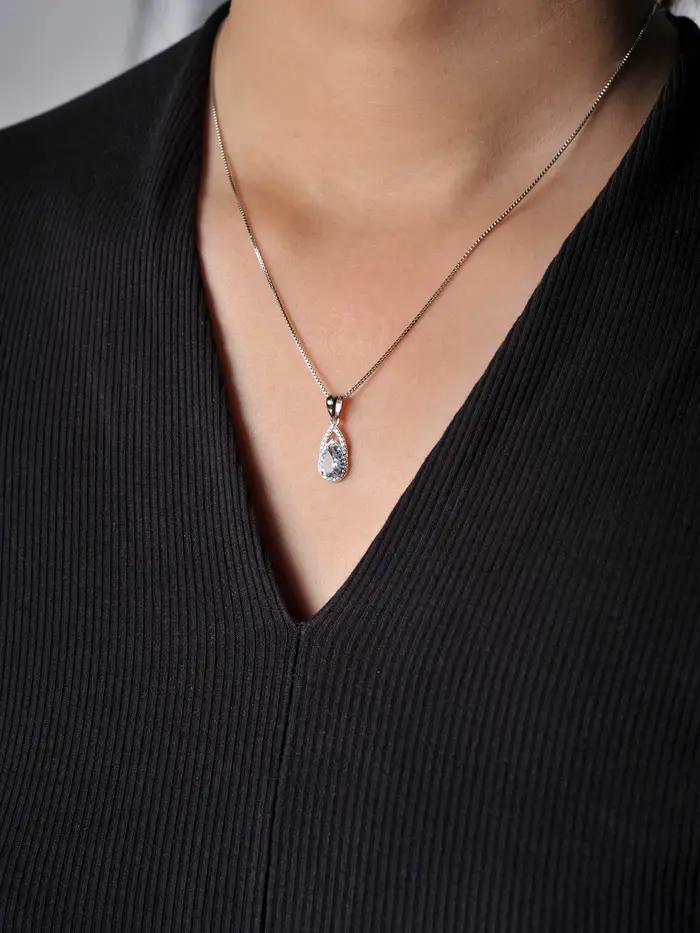 Potiy Pear – collier avec pendentif en topaze bleue naturelle