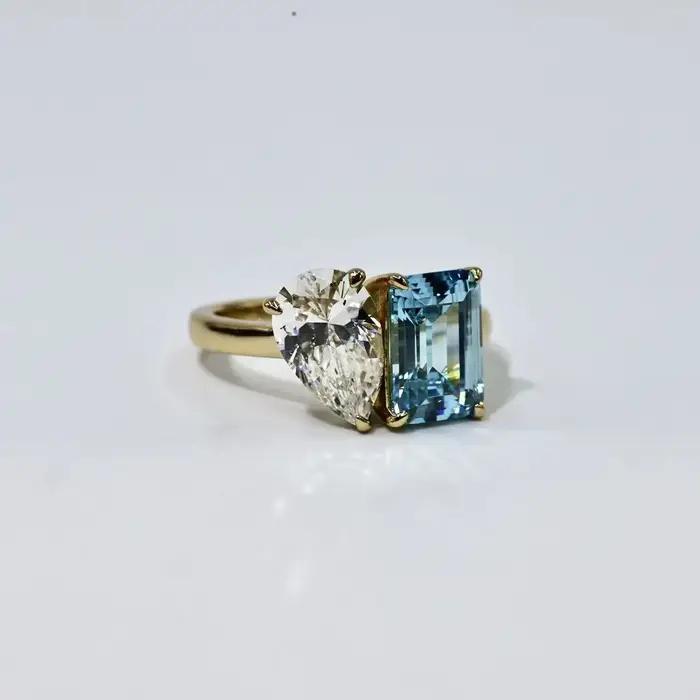WUIHA 925 argent Sterling aigue-marine émeraude Citrine améthyste diamants à haute teneur en carbone pierres précieuses bague de fiançailles de mariage bijoux fins