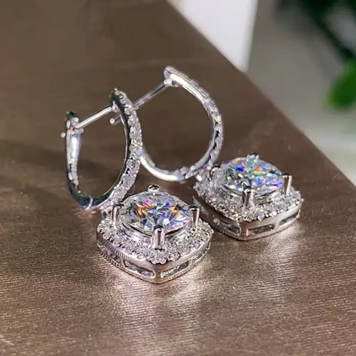 Boucles d'oreilles carrées pour femmes, zircone cubique AAA, goutte d'eau, en argent Sterling 925, bijoux de tempérament de mariage