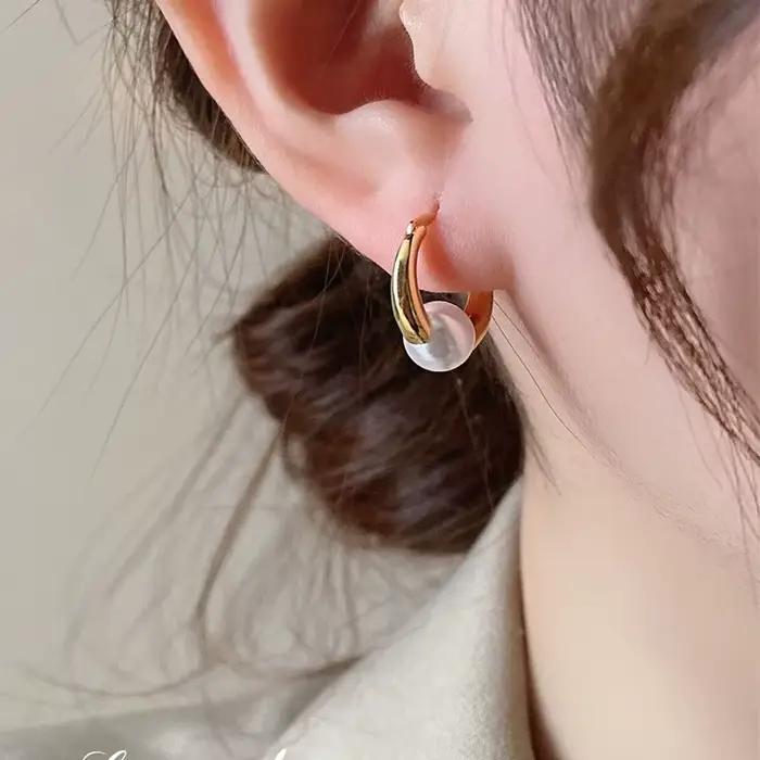 PONYKISS – boucles d'oreilles en perles couleur or pour femmes