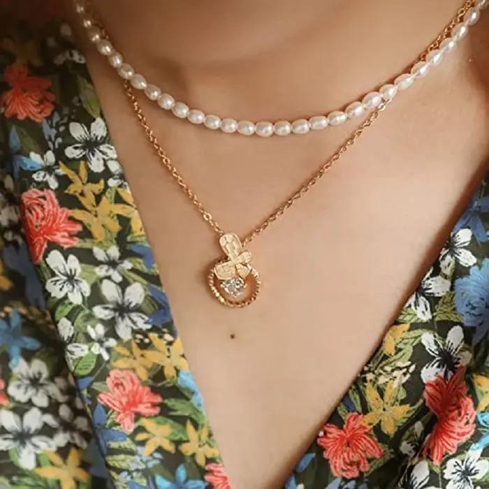 Collier de perles blanches d'eau douce en forme de goutte avec motif plante, fait à la main, ras du cou, pour femmes, occasions spéciales, cadeaux d'anniversaire