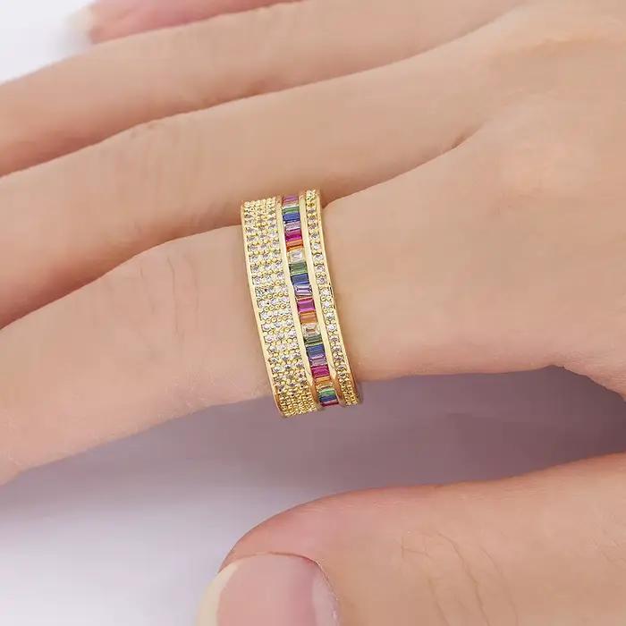 Anneaux en cuivre AIBEF avec zircone cubique pour femmes, alliance de mariage, bijoux de fiançailles et de mariage, bijoux pour occasions spéciales et quotidienne