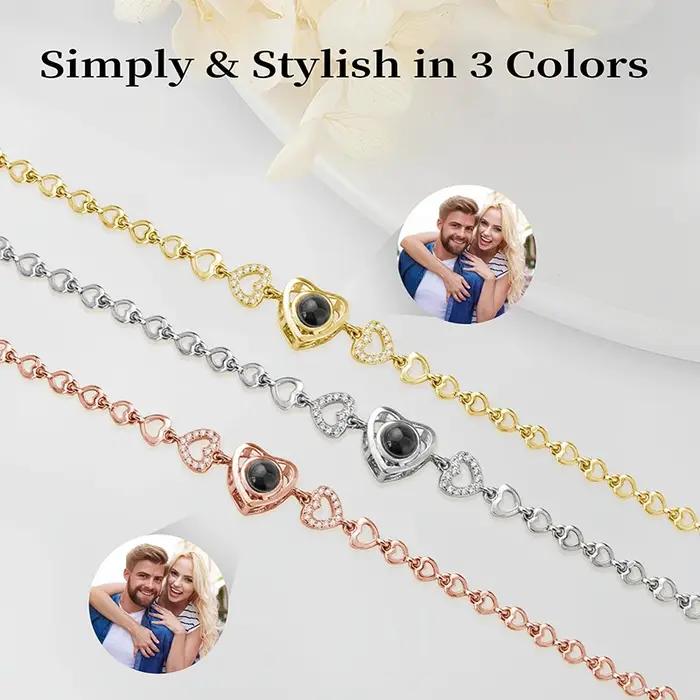 Bracelet personnalisé avec photo intégrée pour femmes, bracelet de projection unique, bracelet de suivi d'humeur, bracelet photo personnalisé, bracelet à la mode avec photo à l'intérieur