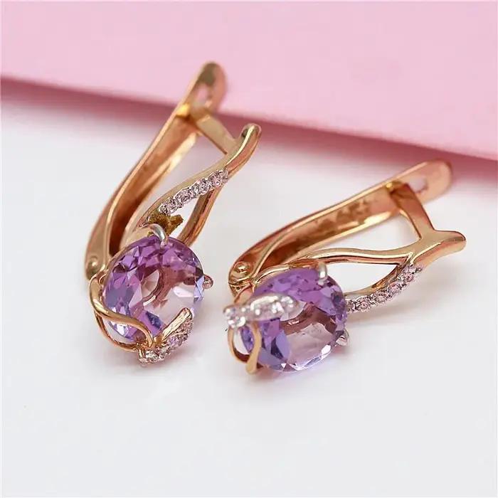 Boucles d'oreilles plaquées or rose 14 carats pour femmes, style classique, élégantes et brillantes, idéales pour les mariages et les occasions formelles
