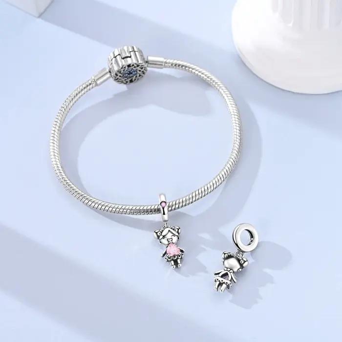 Breloque Cœur Petite Fille en Argent Sterling 925