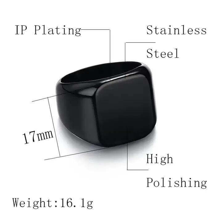 Nextvance personnalisé graver chevalière Bague carré grande largeur bande