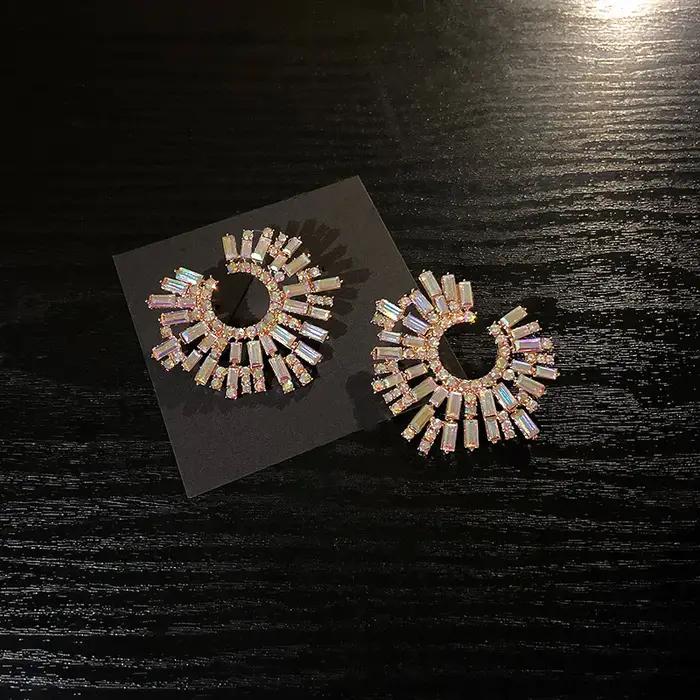 Boucles d'oreilles de luxe en cristal exagérées pour femmes