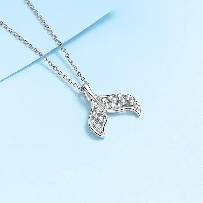 Collier Sirène Dauphin en Argent Sterling 925 Serti de Moissanite D Color pour Fêtes et Occasions Spéciales Bébé Sirène Design Romantique