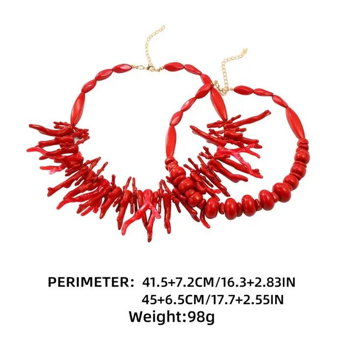 Collier ras du cou en corail rouge pour femmes