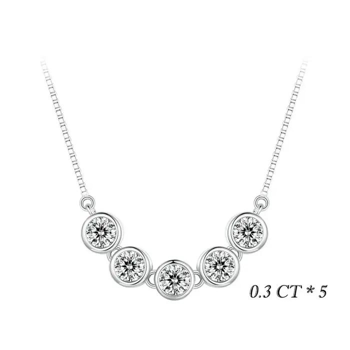 BAMOER 1CT lunette Moissanite pendentif collier couleur D VVS1 laboratoire diamant pour les femmes 925 en argent Sterling mariage minimaliste bijoux