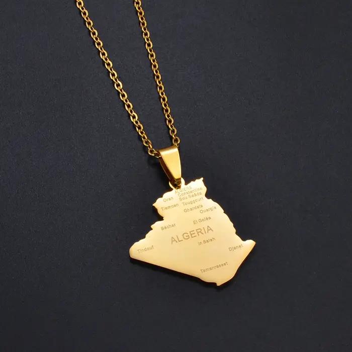 Anniyo Algérie Carte Nom de la Ville Collier Pendentif Bijoux
