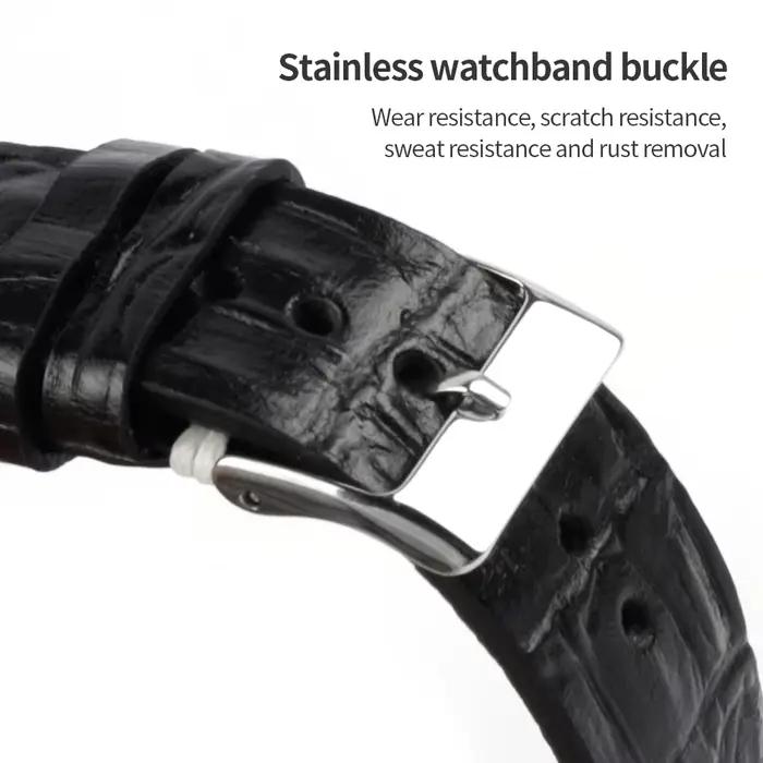 Bracelet de montre en cuir véritable Crocodile, 18mm 20mm 22mm 24mm, noir café cuir de vache, pour hommes et femmes