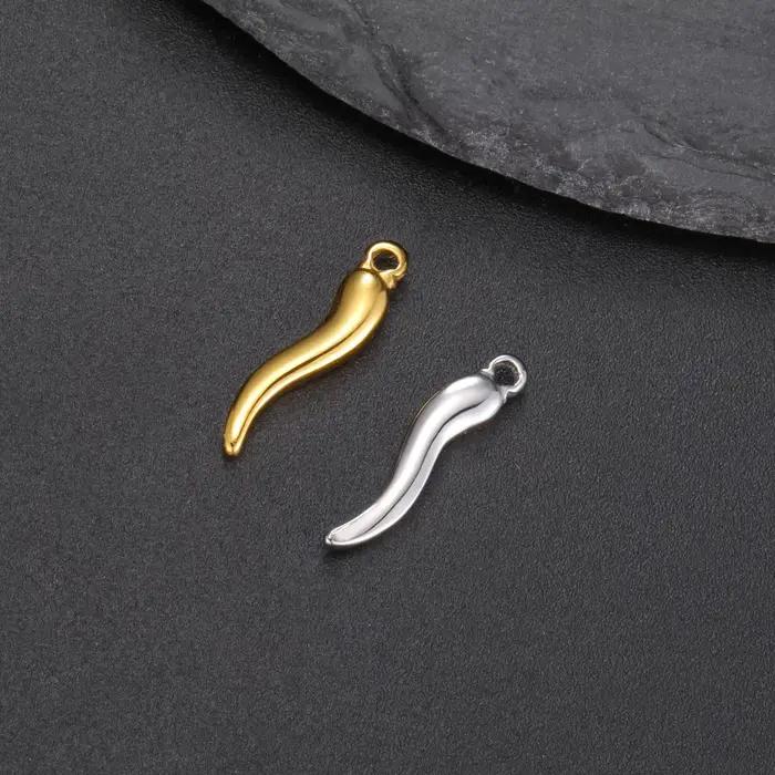 Breloques en corne italienne en acier inoxydable symbole d'amitié pour collier et bracelet personnalisable avec deux couleurs marron et violet