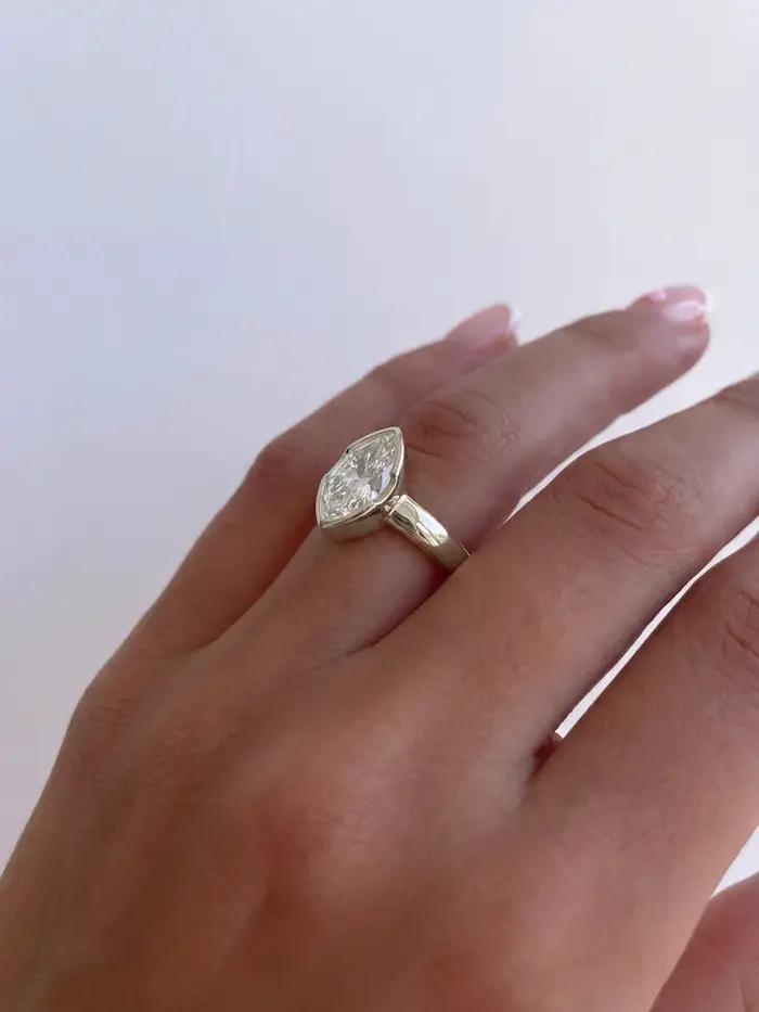 Bague en argent Sterling 925 en Zircon Marquise brillant