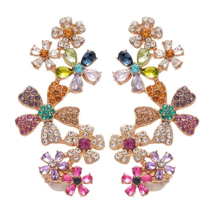 Boucles d'oreilles élégantes et colorées en forme de fleurs