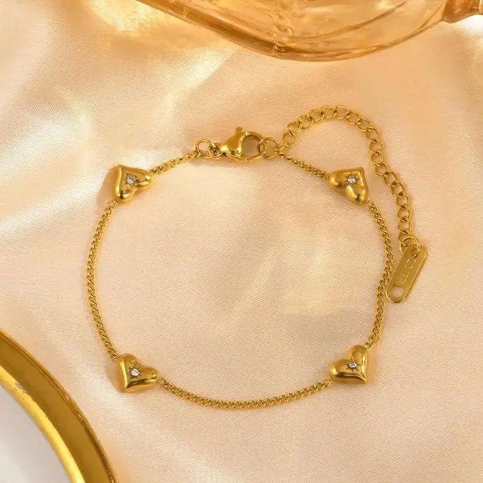 Bracelet Vintage en Acier Inoxydable avec Cœur localité pour Femme