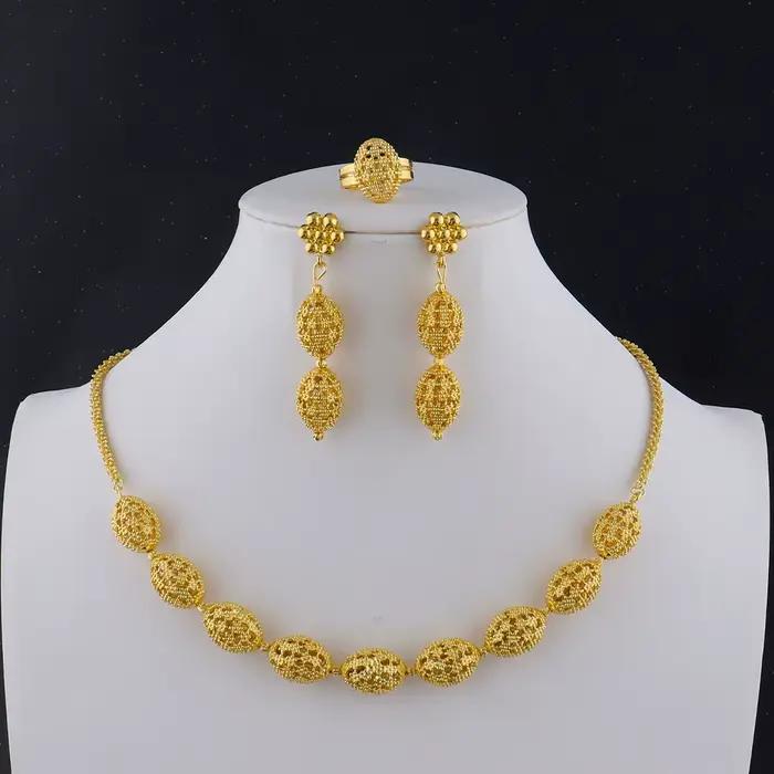 Ensemble collier et boucles d'oreilles de luxe pour femmes, cadeau de fête de mariage, bijoux élégan