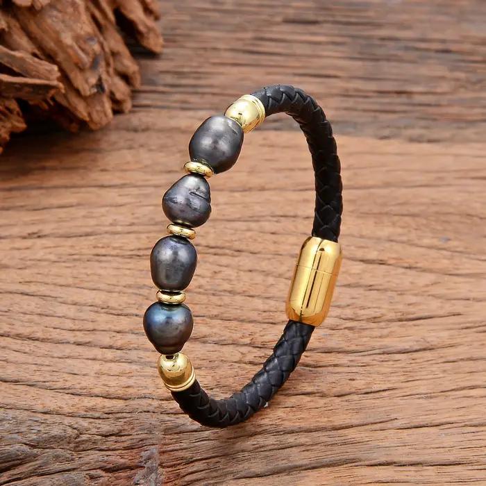 Véritable bracelet en perle d'eau douce naturelle