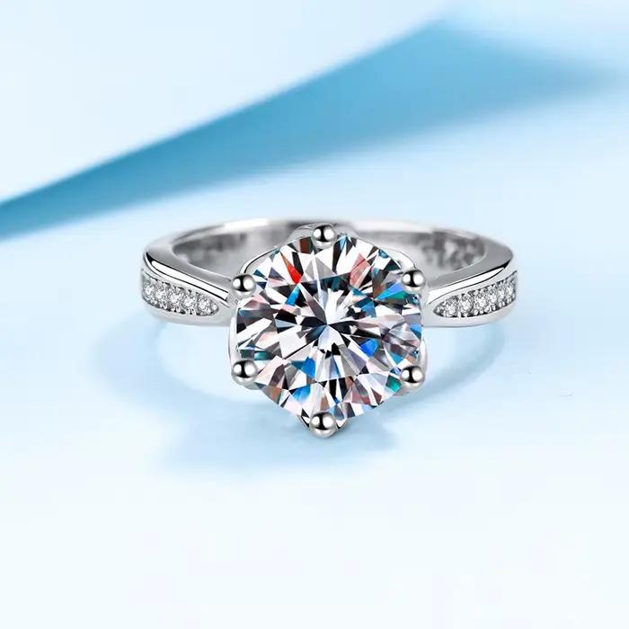 JoyceJelly – bague de luxe en argent Sterling S925, anneau en Moissanite de couleur D 3ct, Design classique à Six griffes, bijoux fins de mariage pour femmes