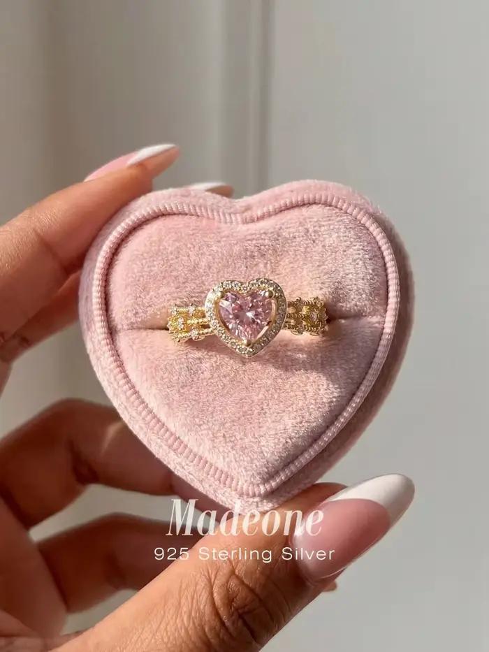 Bague en argent sterling 925 sertie de zircon en forme de cœur pour femmes mariage fiançailles alliance romantique et élégante