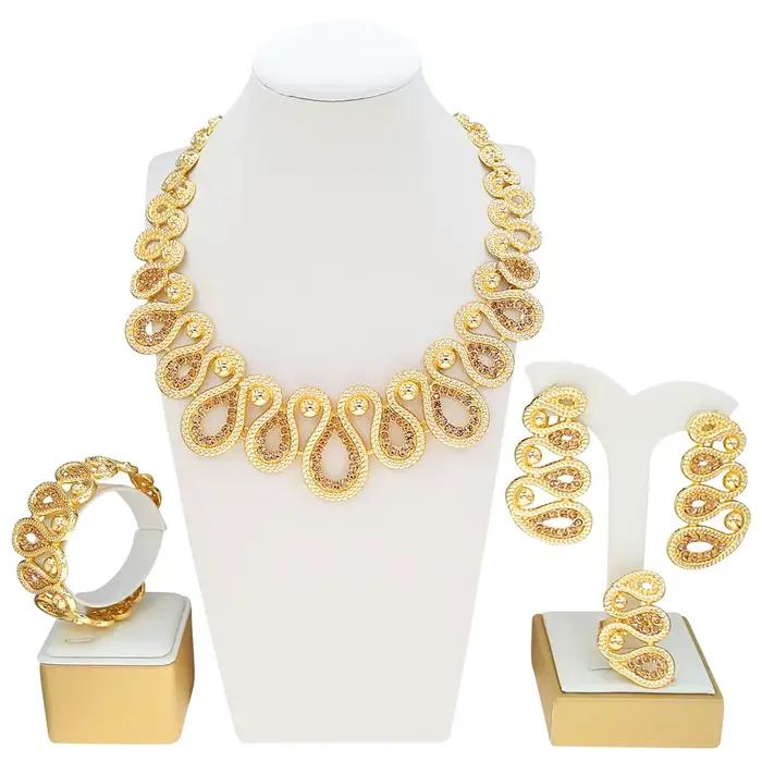 Ensemble de bijoux de haute couture en plaqué or et argent pour femmes et unisexe occasions spéciales engagement soirée festive