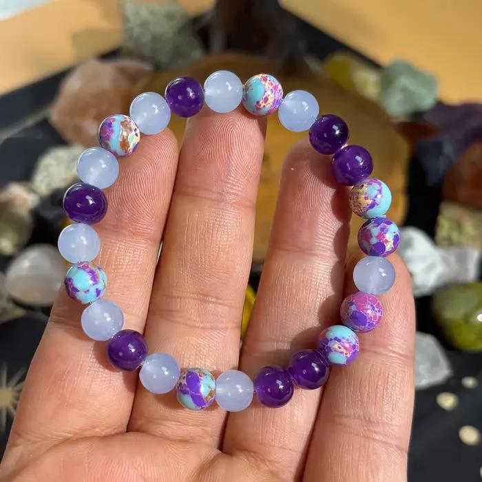 1 pièce/Bracelet paix d'esprit en jaspe impérial et améthyste