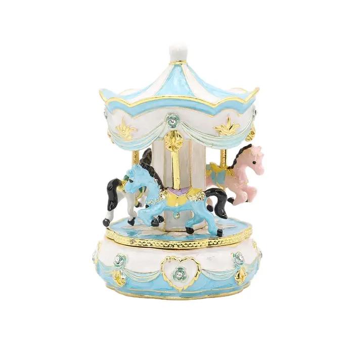Boîte à bijoux carrousel rose élégante pour rangement et présentation de bijoux haut de gamme cadeau occasion spéciale princesses modernes