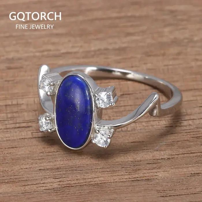 Bagues Elena en argent Sterling 925 pur pour femmes, pierre Lapis naturelle, journal intime de Vampi