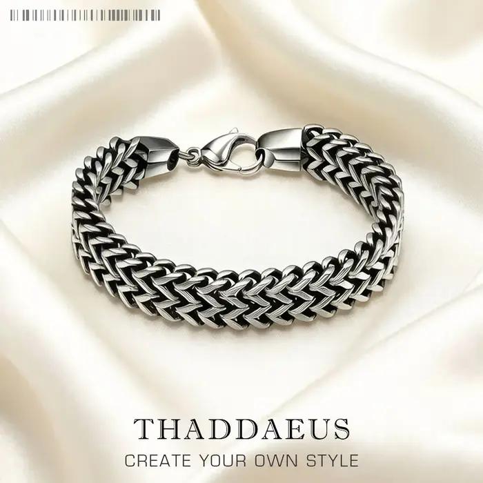 Bracelet à chaîne et maillons pour hommes, Design géométrique, avec fermoir à homard, Figaro en acie