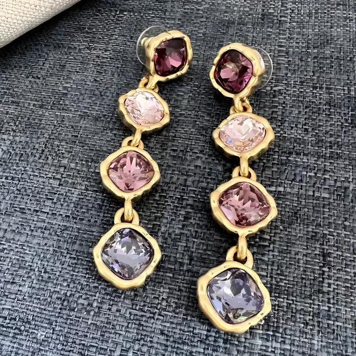 Os – boucles d'oreilles géométriques en verre coloré incrusté de Zircon pour femmes