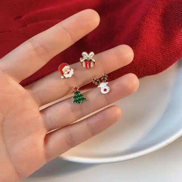 Ensemble de boucles d'oreilles mixtes de noël pour femmes, cristal brillant, Zircon, flocon de neige