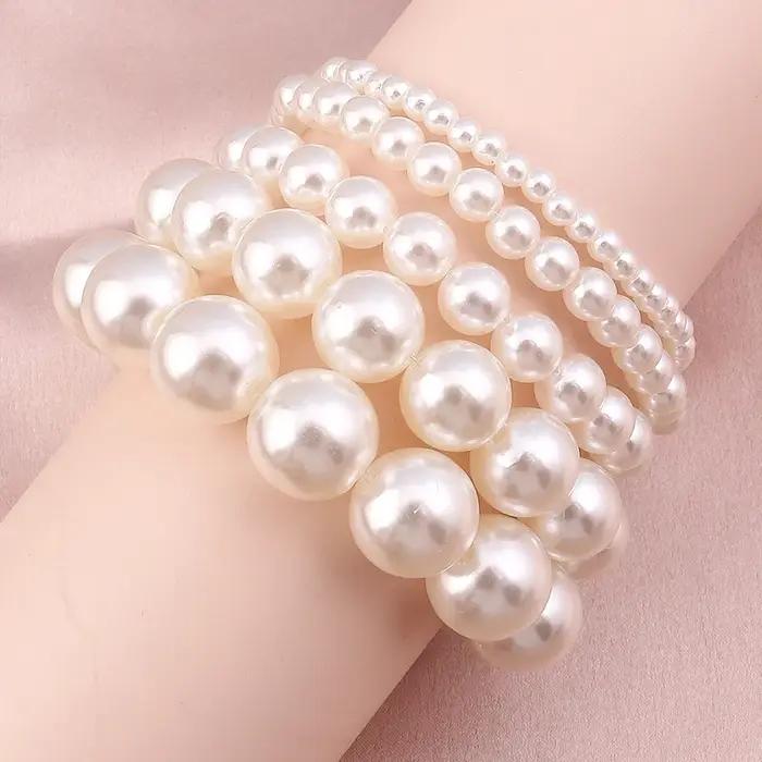 Bracelet élégant en perles d'imitation faites à la main pour femmes et filles