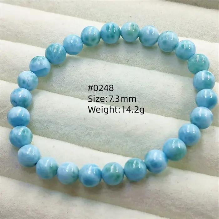 Véritable naturel bleu Larimar perles rondes Bracelet bijoux