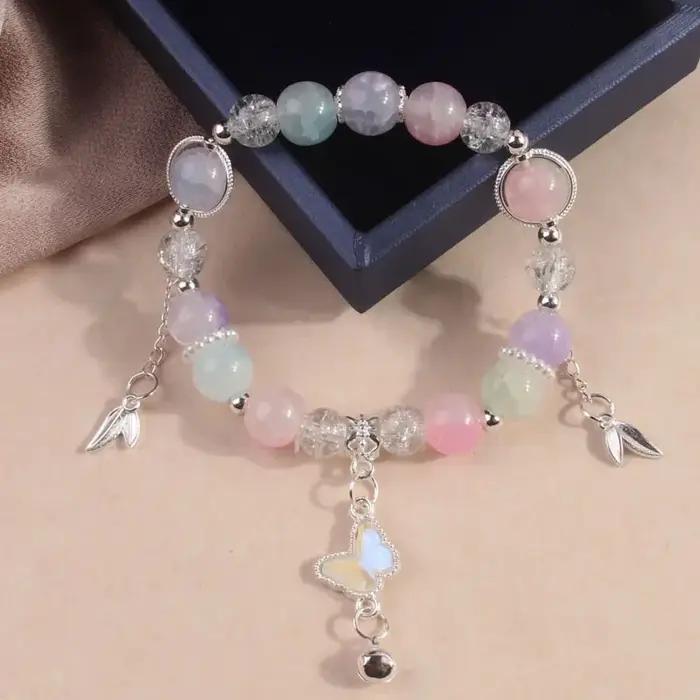 Bracelet en verre arc-en-ciel à sept couleurs pour femme