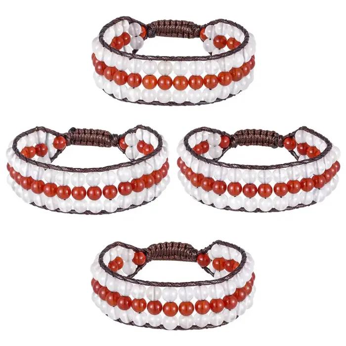 Bracelets multicouches en pierre de cristal naturel