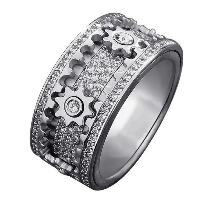 Bague Géométrique 3D en Cuivre Plaquée avec Zircone Cubique pour Hommes et Femmes, Anneau Spinner Polyvalent pour Occasions Spéciales et Bien-être