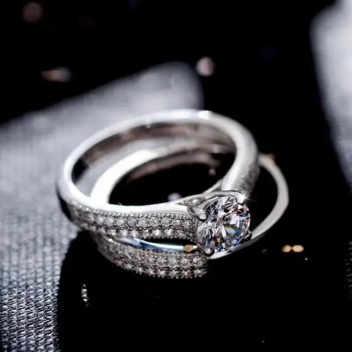 Nouveau 925 bague en argent Sterling deux en un AAAAA Zircon